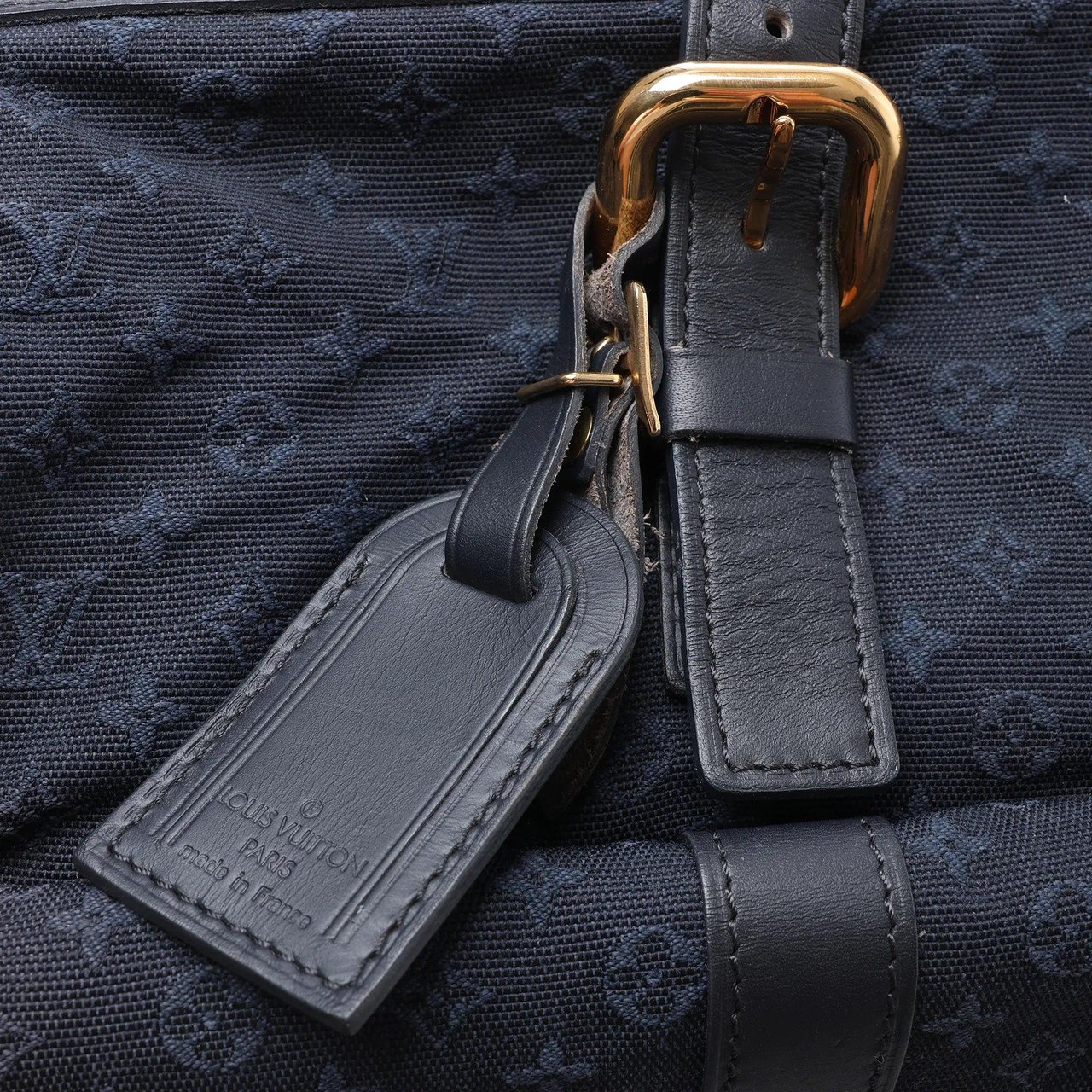 Louis Vuitton Claudine Mini Lin Monogram Shoulder Bag in Navy Blue M42321 Blauw