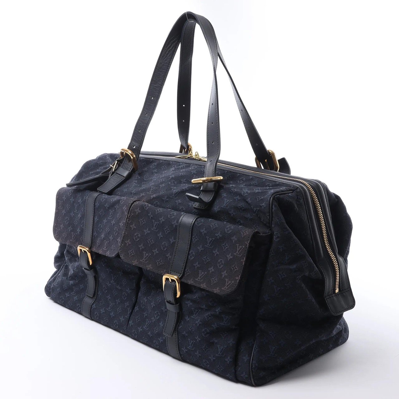 Louis Vuitton Claudine Mini Lin Monogram Shoulder Bag in Navy Blue M42321 Blauw