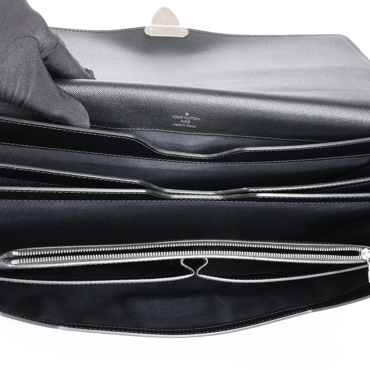 Louis Vuitton Robusto Taige Leather Briefcase in Black Zwart