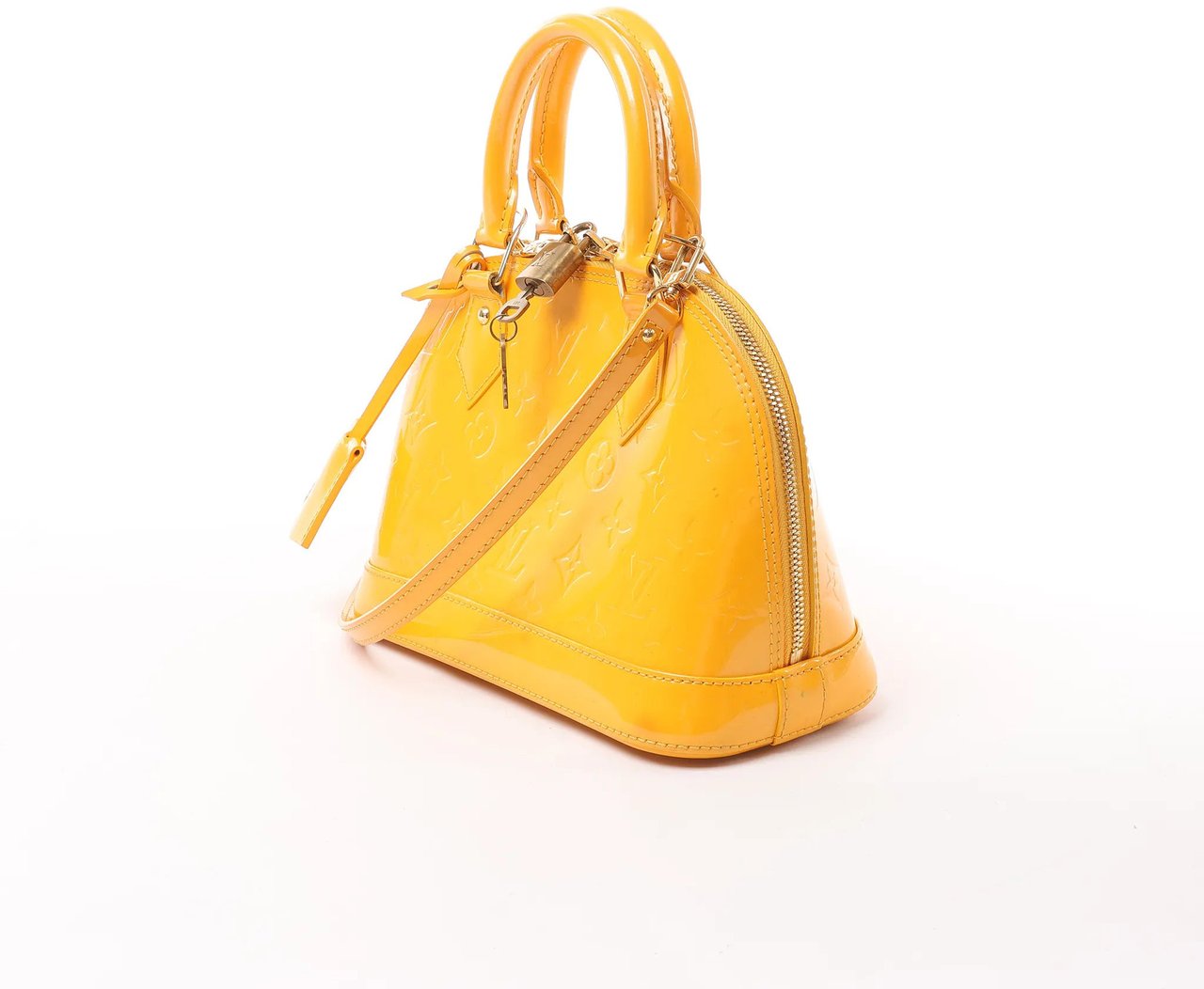 Louis Vuitton Alma BB Monogram Vernis 2Way Handbag in Yellow M91697 Geel