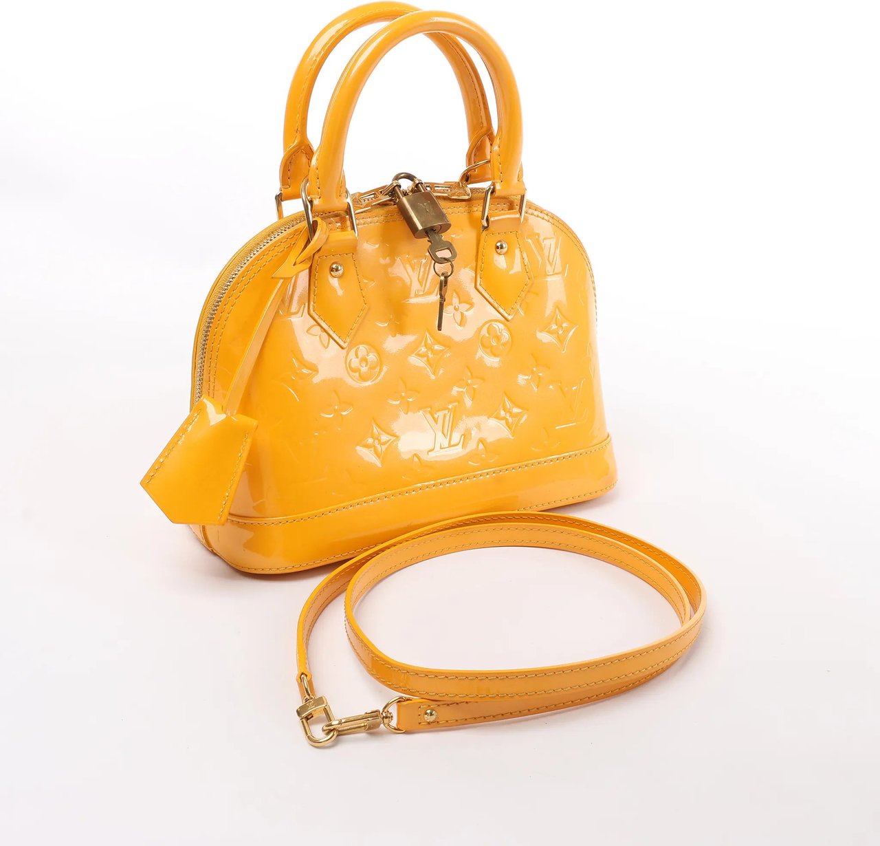 Louis Vuitton Alma BB Monogram Vernis 2Way Handbag in Yellow M91697 Geel