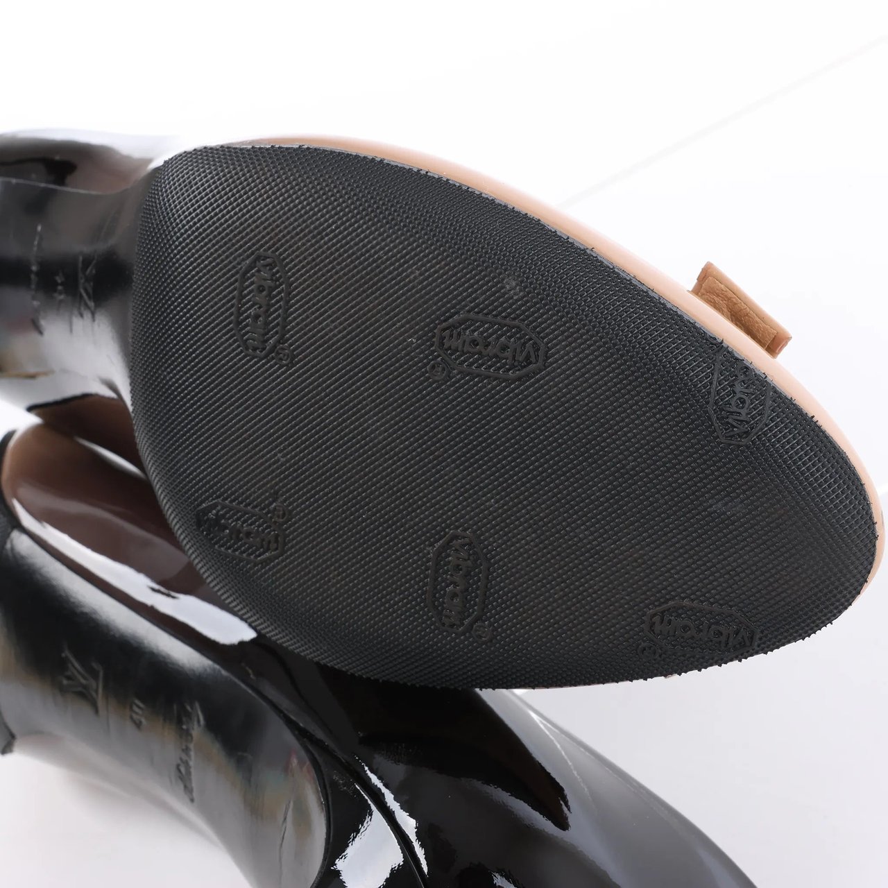 Louis Vuitton 16 years Patent Leather Heels in Black x Beige NL0186, Size EU 40 Divers