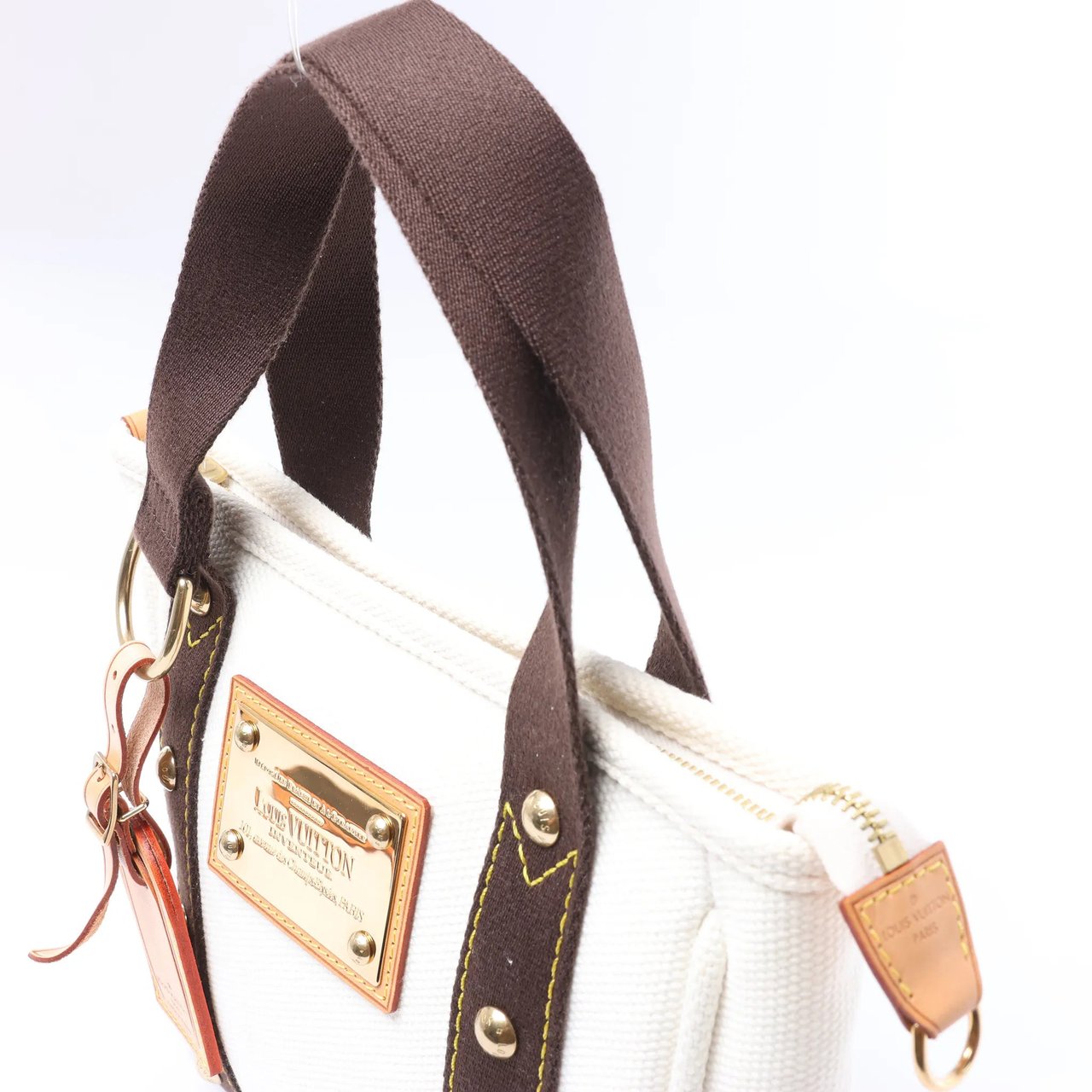 Louis Vuitton Antigua Cabas PM Handbag in White x Brown FL1005 Bruin