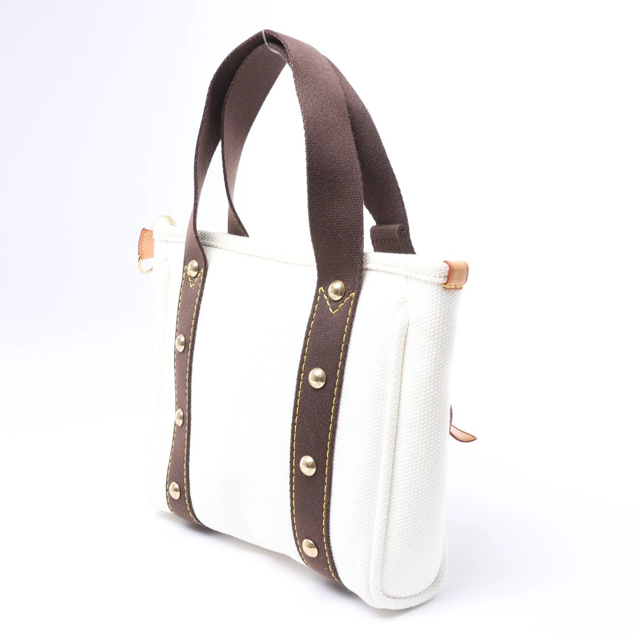 Louis Vuitton Antigua Cabas PM Handbag in White x Brown FL1005 Bruin
