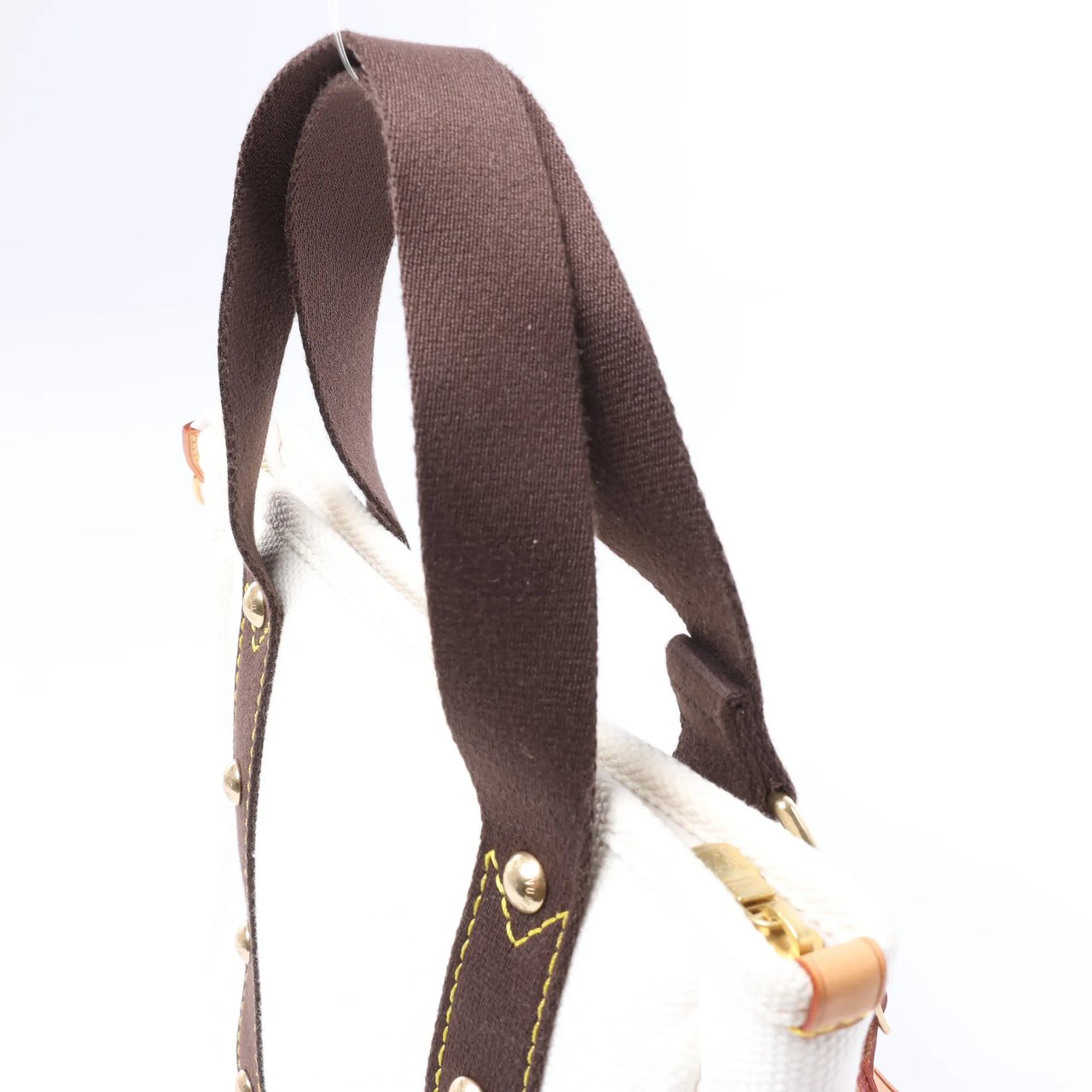Louis Vuitton Antigua Cabas PM Handbag in White x Brown FL1005 Bruin