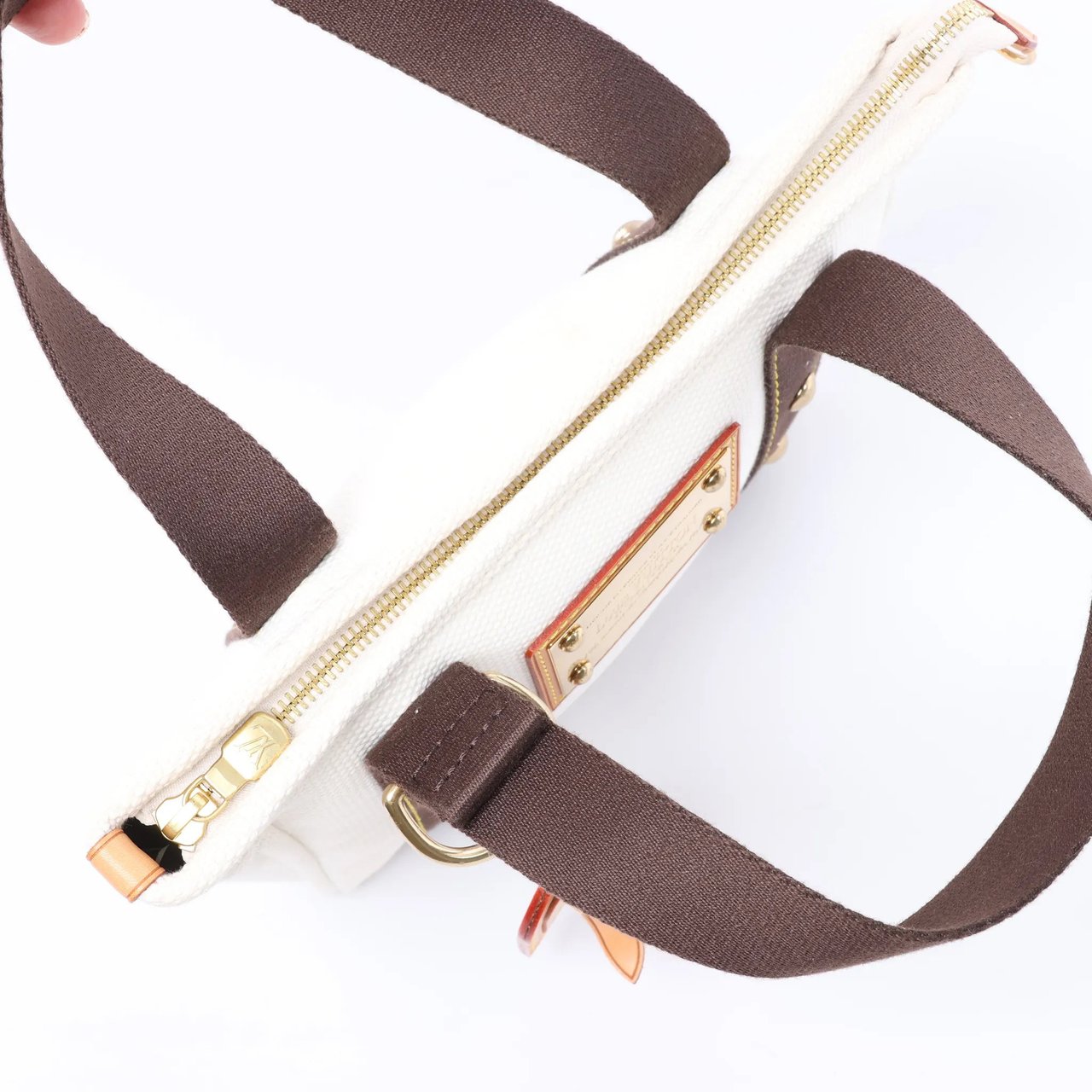 Louis Vuitton Antigua Cabas PM Handbag in White x Brown FL1005 Bruin