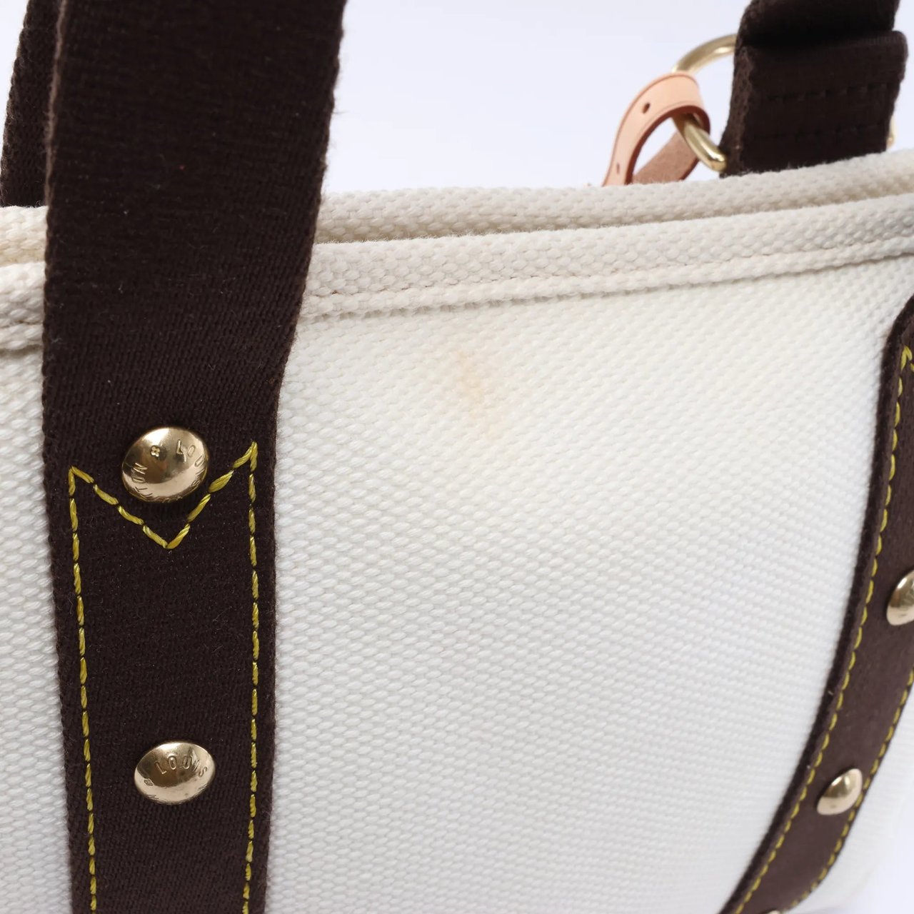 Louis Vuitton Antigua Cabas PM Handbag in White x Brown FL1005 Bruin