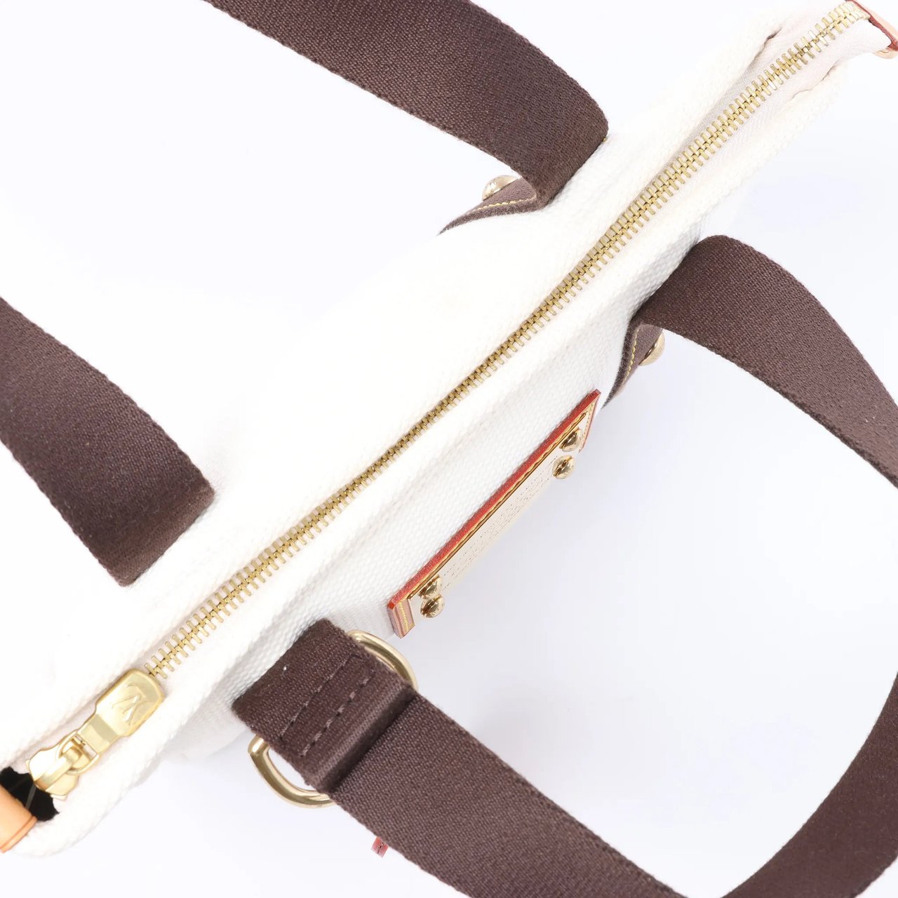 Louis Vuitton Antigua Cabas PM Handbag in White x Brown FL1005 Bruin