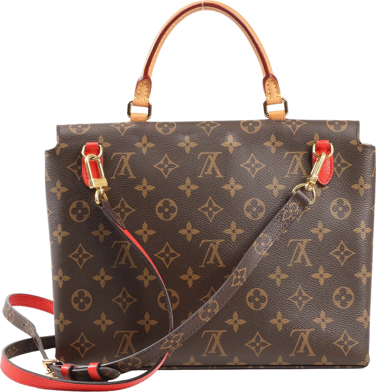 Louis Vuitton Monogram Marignan 2Way Female Handbag in Brown x Red M44286 Divers
