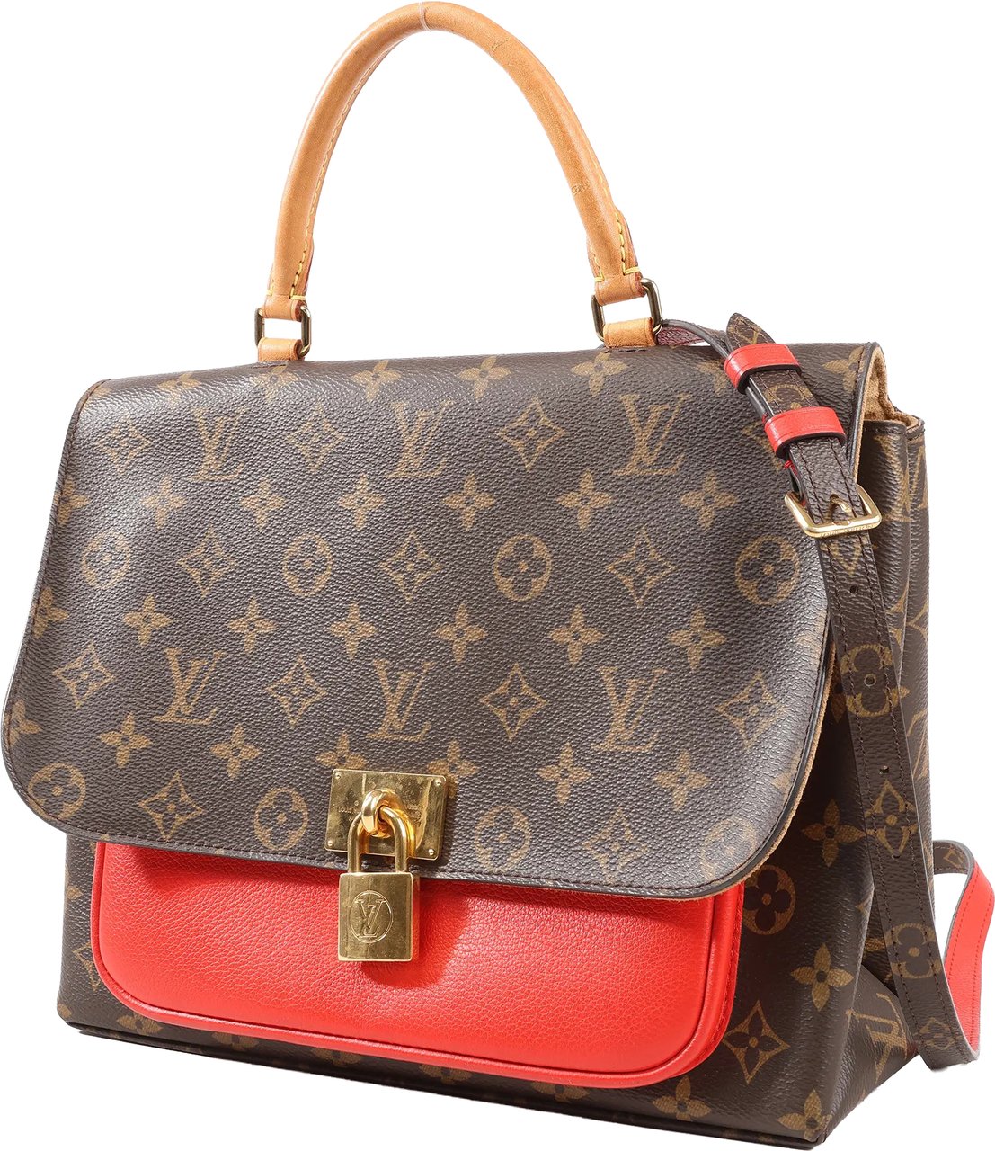 Louis Vuitton Monogram Marignan 2Way Female Handbag in Brown x Red M44286 Divers
