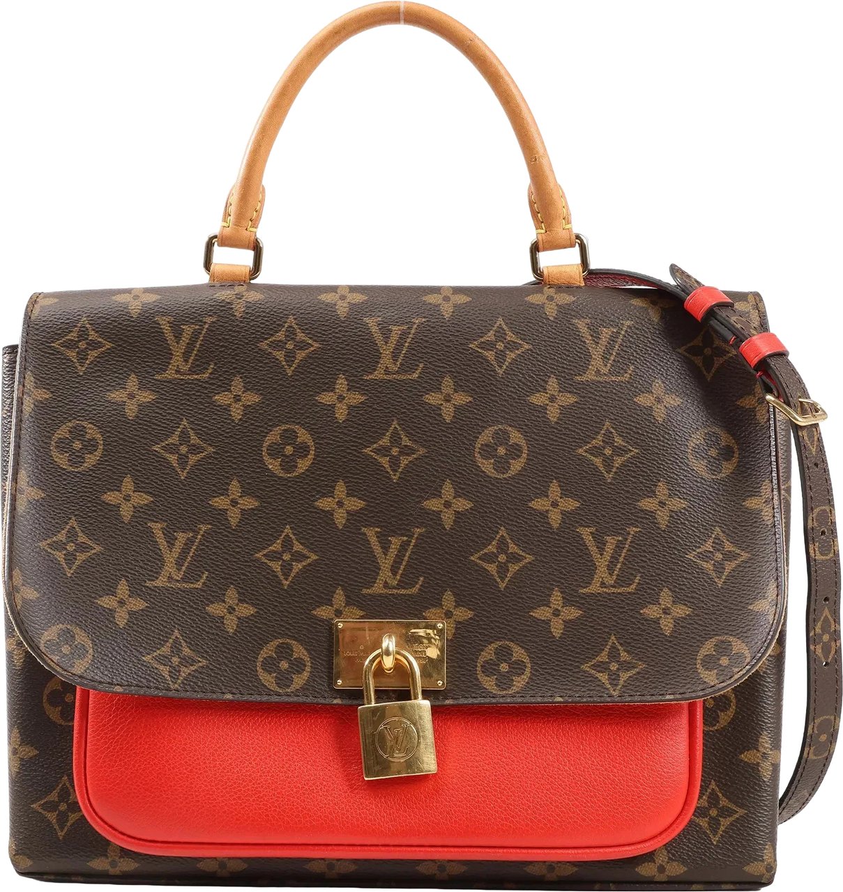Louis Vuitton Monogram Marignan 2Way Female Handbag in Brown x Red M44286 Divers