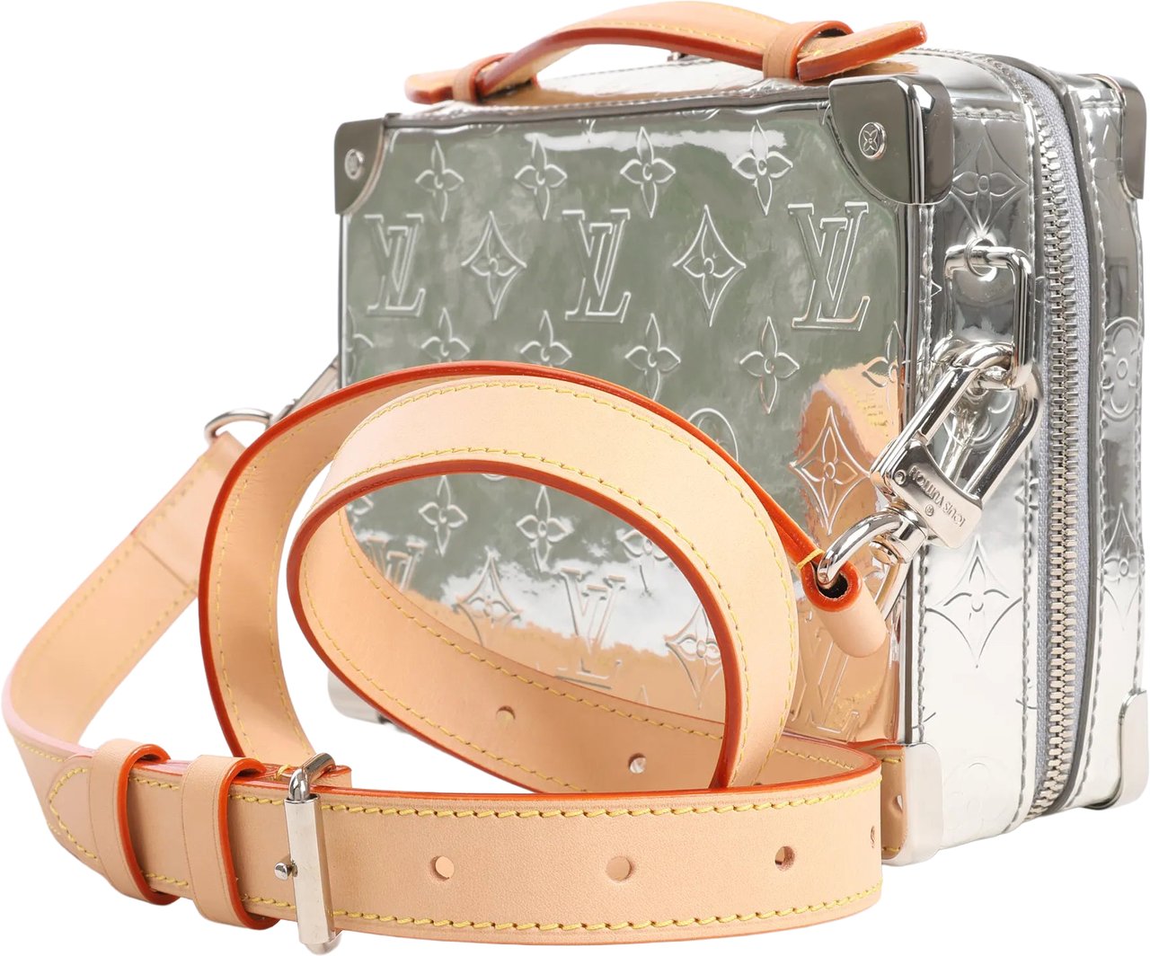 Louis Vuitton Soft Trunk Monogram Canvas Crossbody Bag in Silver M45885 Zilver