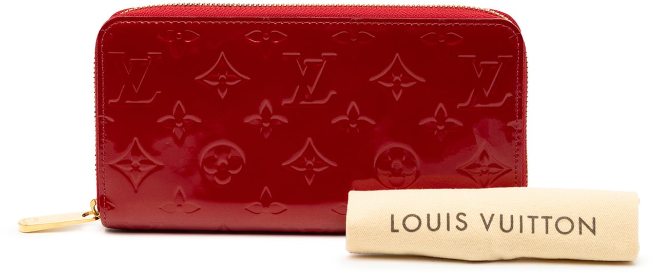Louis Vuitton Monogram Vernis Zippy Long Wallet Rood
