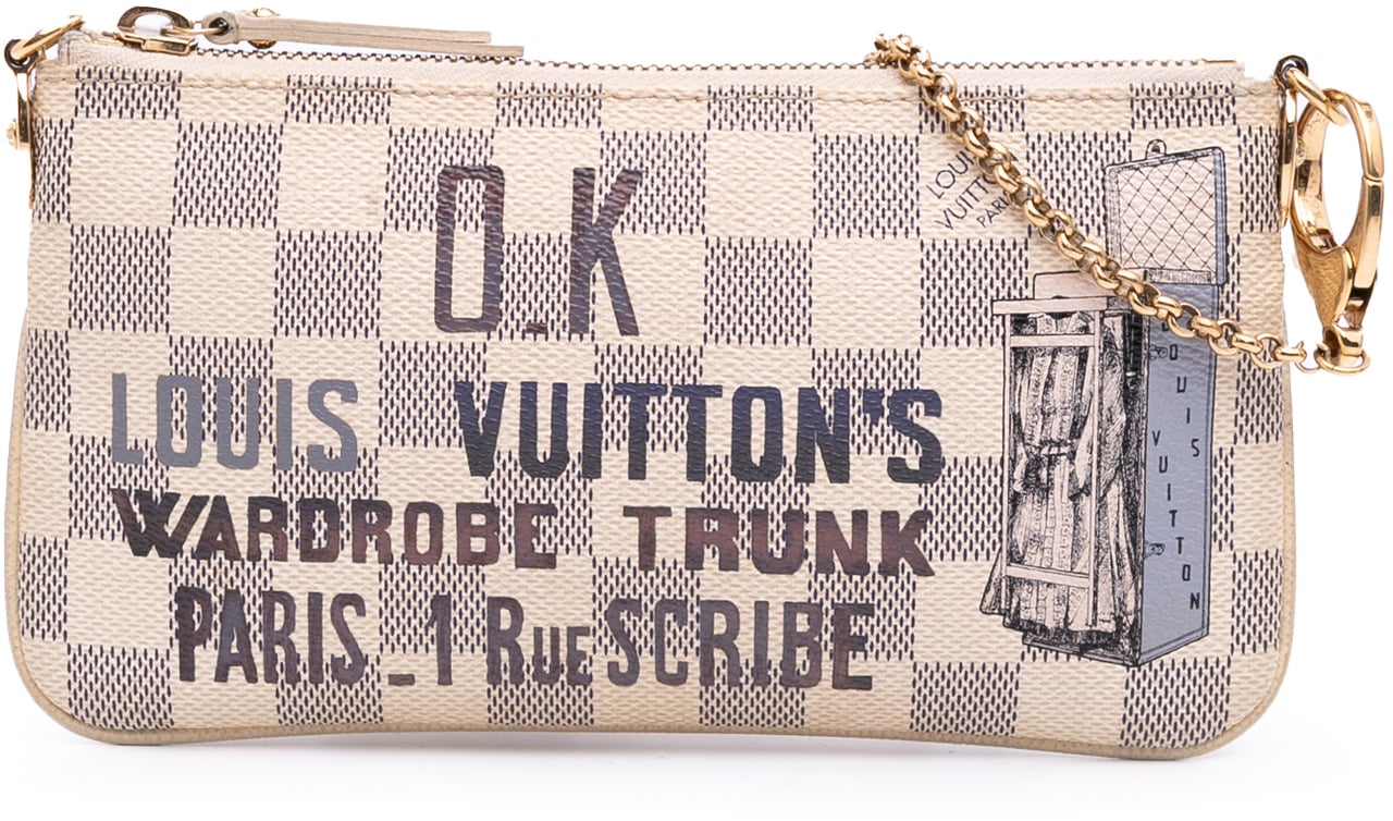 Louis Vuitton Damier Azur Trunks Labels Pochette Milla MM Wit