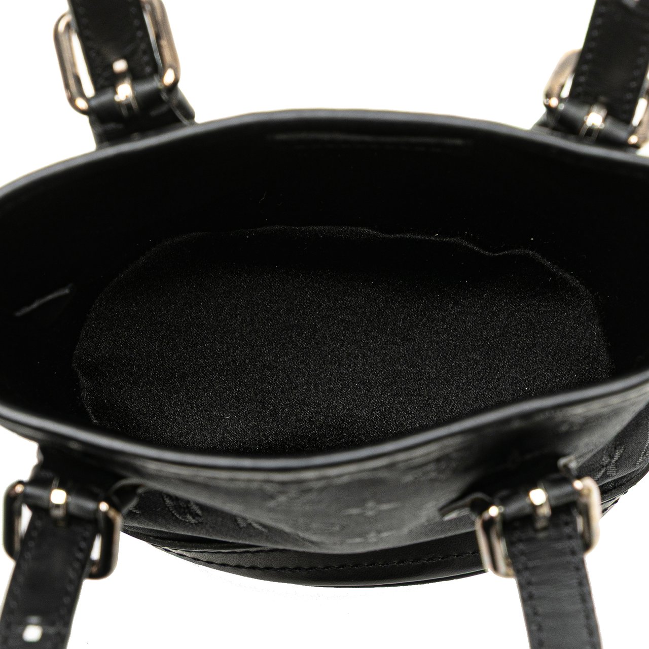 Louis Vuitton Monogram Mini Satin Bucket Zwart
