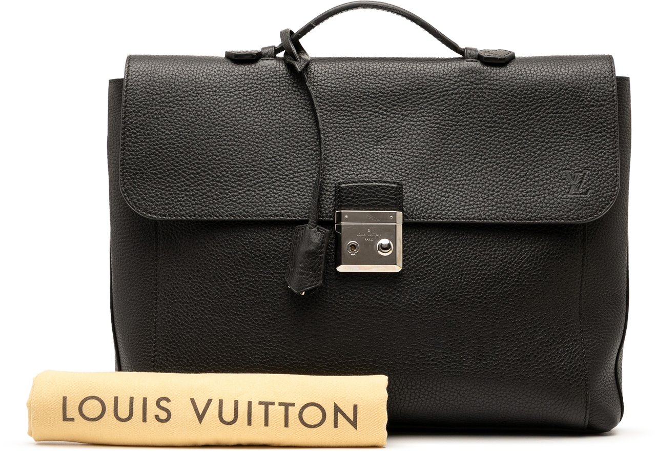 Louis Vuitton Taurillon Serviette Dorian Briefcase Zwart