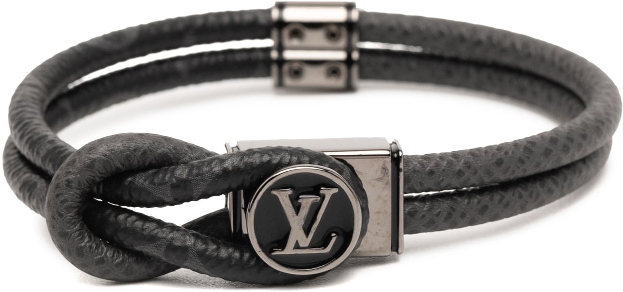 Louis Vuitton Monogram Eclipse Taiga Loop It Bracelet Zwart