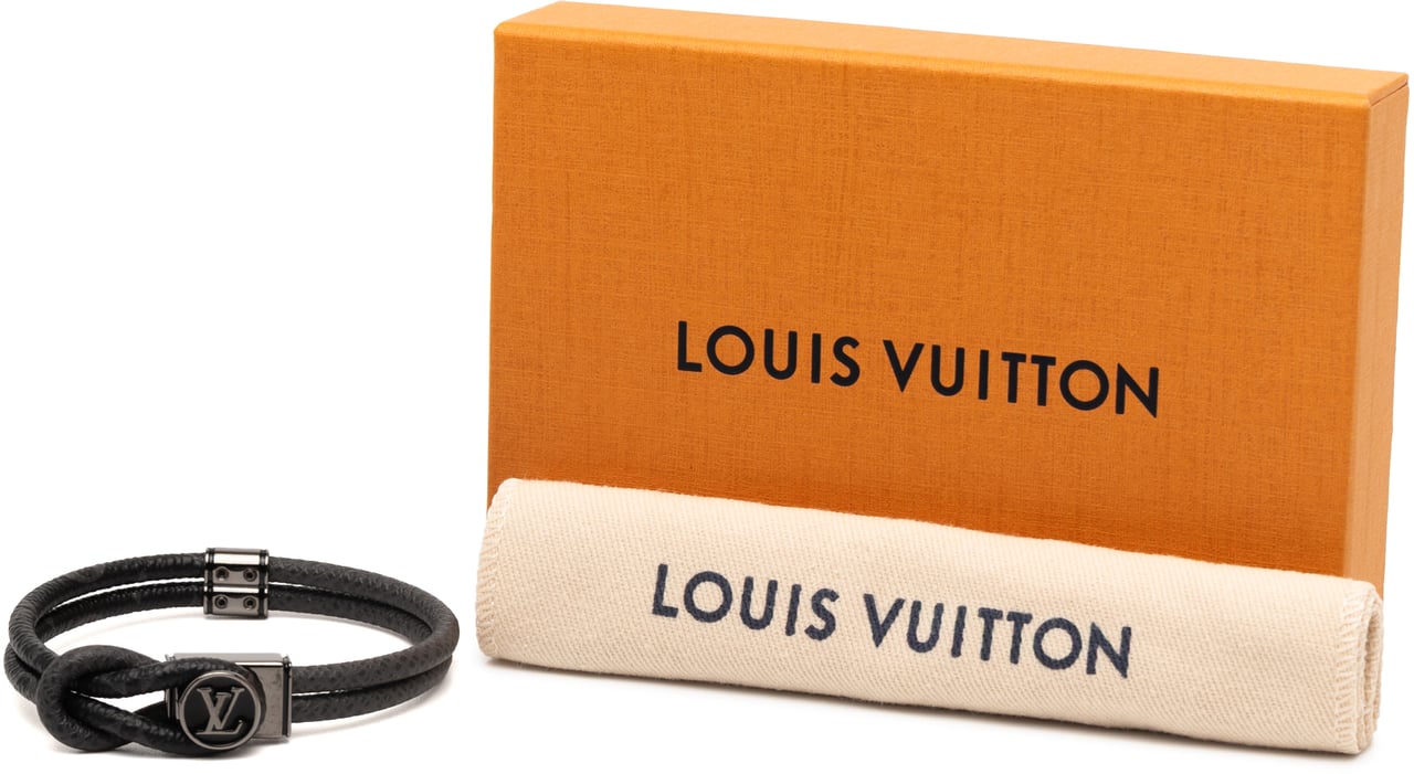 Louis Vuitton Monogram Eclipse Taiga Loop It Bracelet Zwart