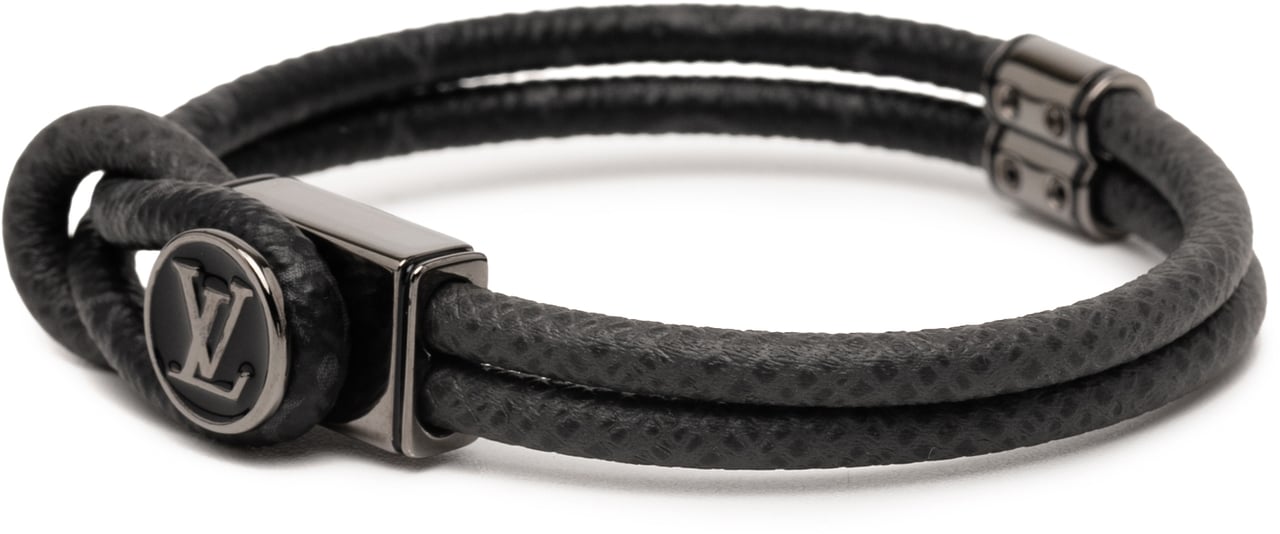 Louis Vuitton Monogram Eclipse Taiga Loop It Bracelet Zwart
