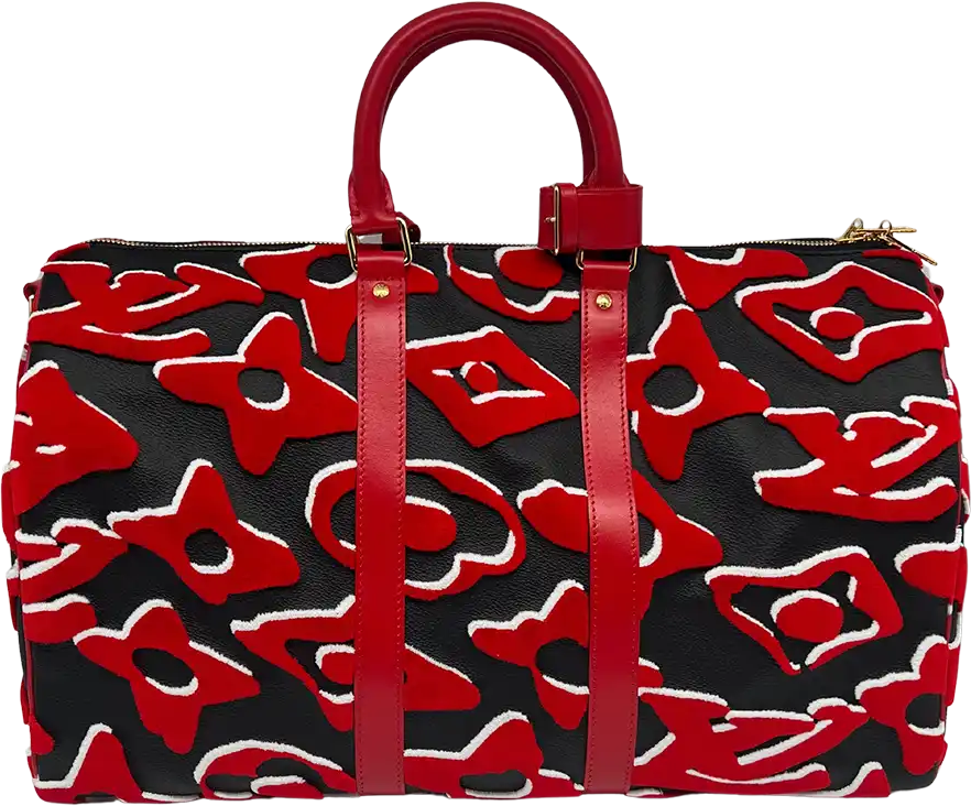 Louis Vuitton Louis Vuitton xUF Urs Fischer red X black Monogram Keepall Bandouliere 45 / new Zwart
