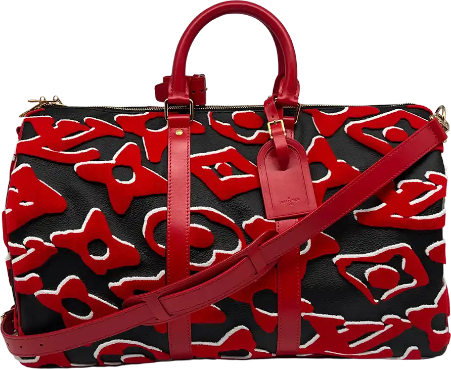Louis Vuitton Louis Vuitton xUF Urs Fischer red X black Monogram Keepall Bandouliere 45 / new Zwart