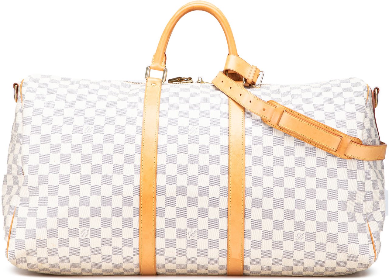 Louis Vuitton Damier Azur Keepall Bandouliere 55 Wit