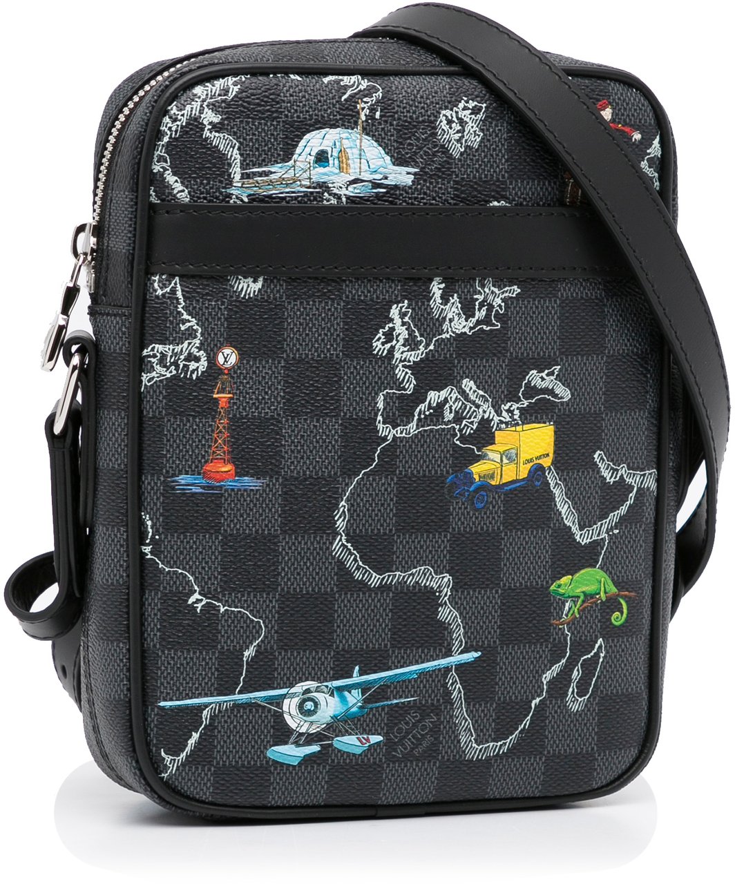 Louis Vuitton Damier Graphite Renaissance Map Danube Slim PM Zwart