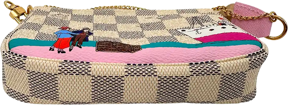 Louis Vuitton Louis Vuitton Pochette Accessories Damier Azur Illustre Transatlantic Fullset / new Beige