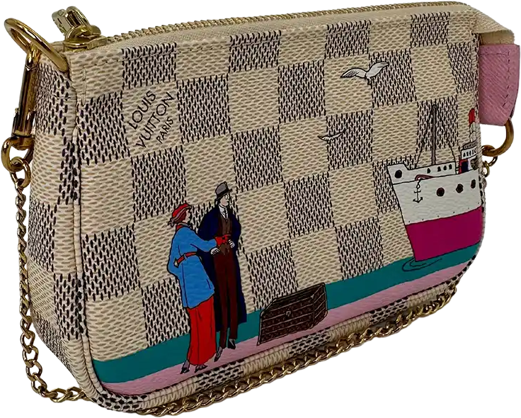Louis Vuitton Louis Vuitton Pochette Accessories Damier Azur Illustre Transatlantic Fullset / new Beige