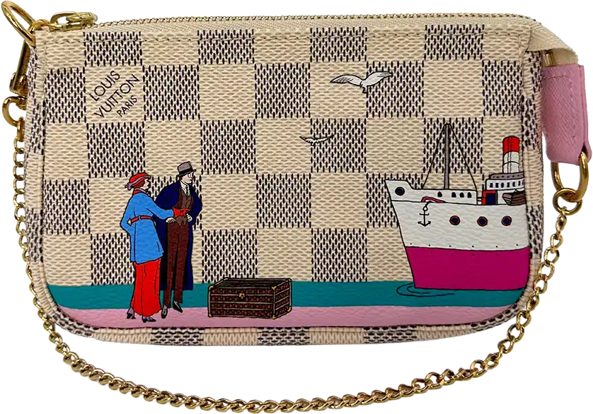 Louis Vuitton Louis Vuitton Pochette Accessories Damier Azur Illustre Transatlantic Fullset / new Beige