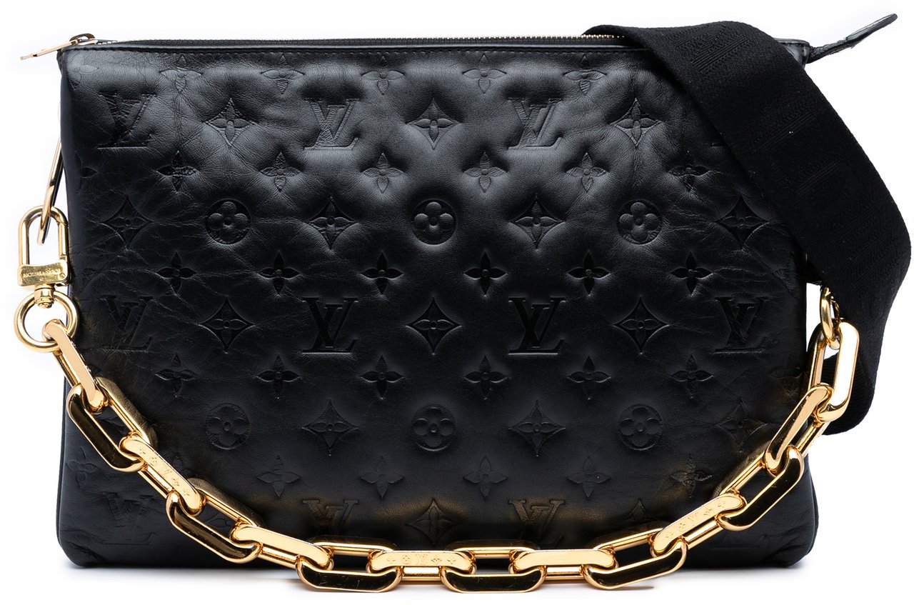 Louis Vuitton Monogram Embossed Puffy Lambskin Coussin MM Zwart