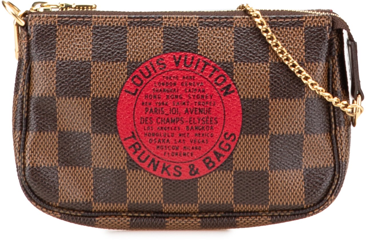 Louis Vuitton Damier Ebene Trunks and Bags Mini Pochette Accessoires Bruin