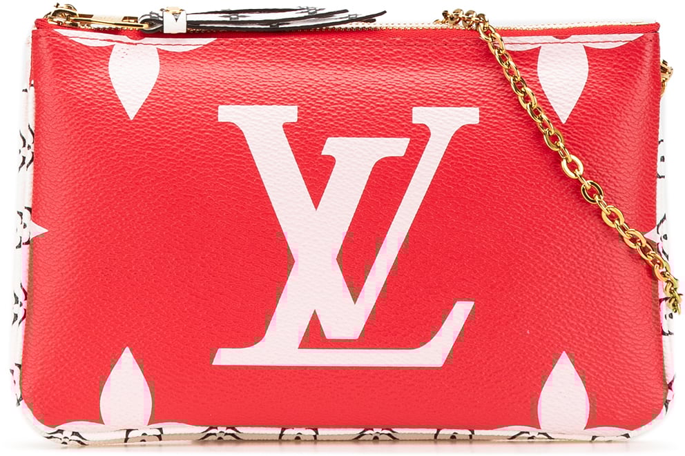 Louis Vuitton Limited Edition Monogram Giant Double Zip Pochette Rood