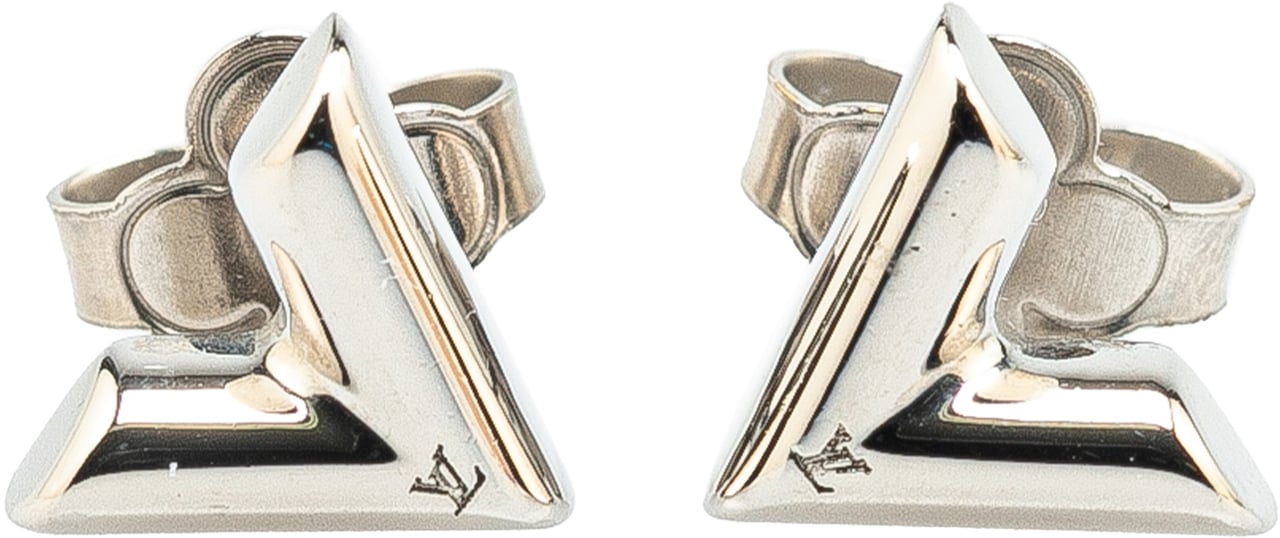Louis Vuitton Silver Plated Essential V Stud Earrings Zilver