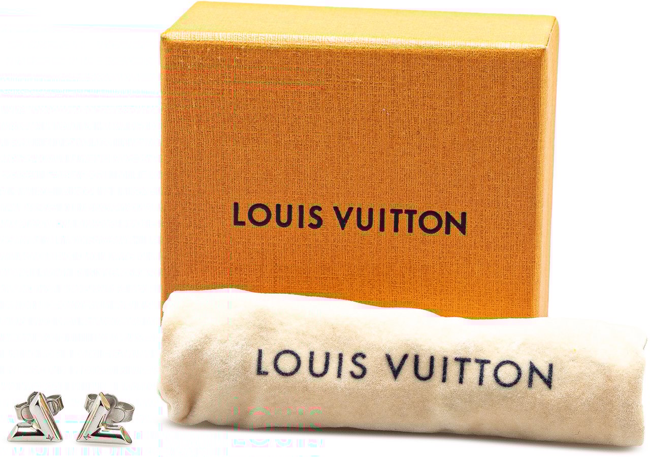 Louis Vuitton Silver Plated Essential V Stud Earrings Zilver