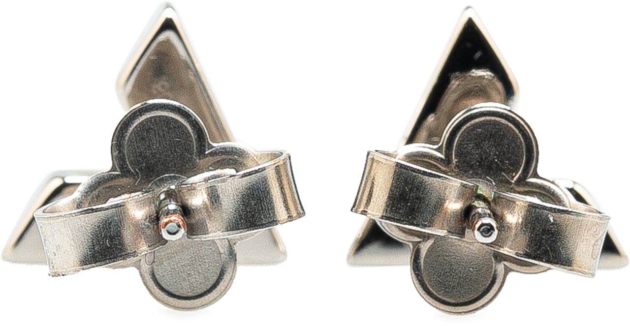 Louis Vuitton Silver Plated Essential V Stud Earrings Zilver
