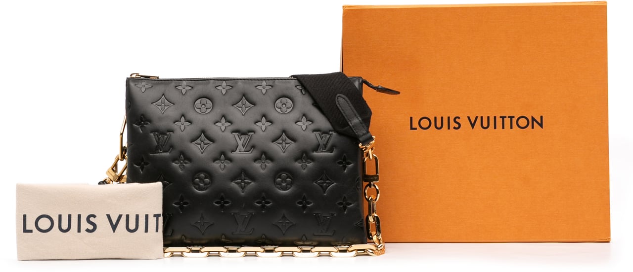 Louis Vuitton Monogram Embossed Puffy Lambskin Coussin PM Zwart