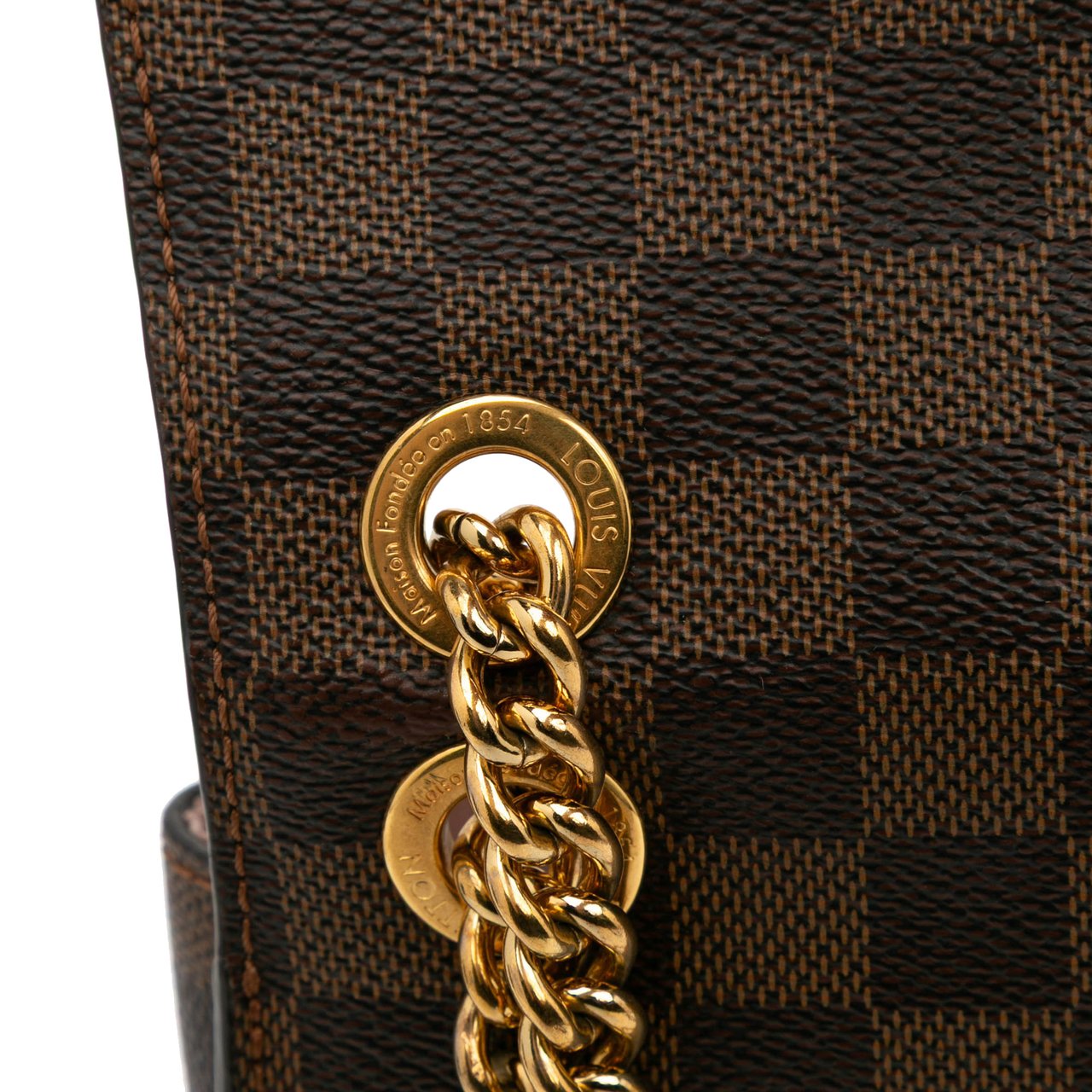Louis Vuitton Damier Ebene Cuir Taurillon Wight Bruin