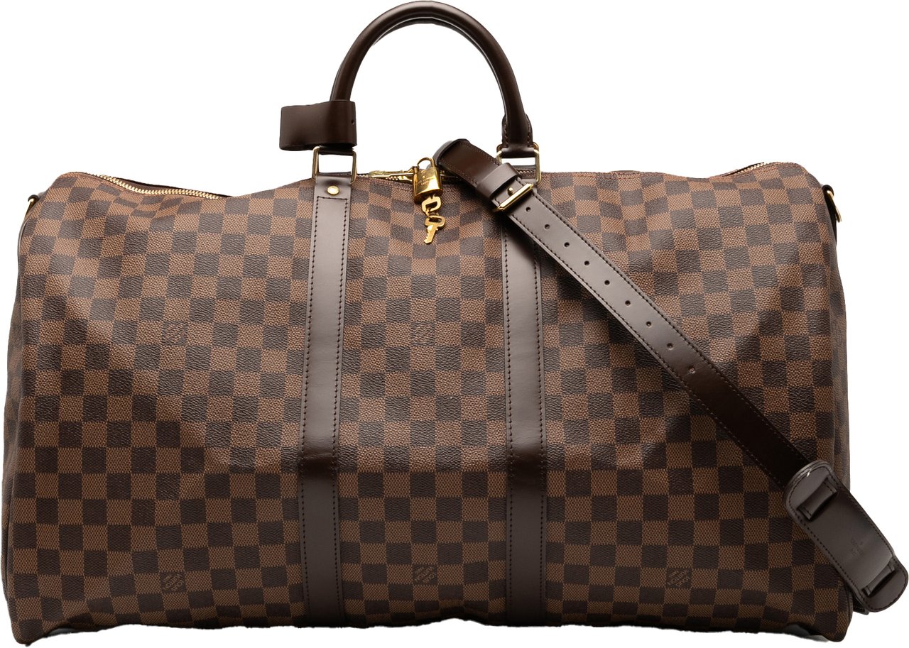 Louis Vuitton Damier Ebene Keepall Bandouliere 55 Bruin