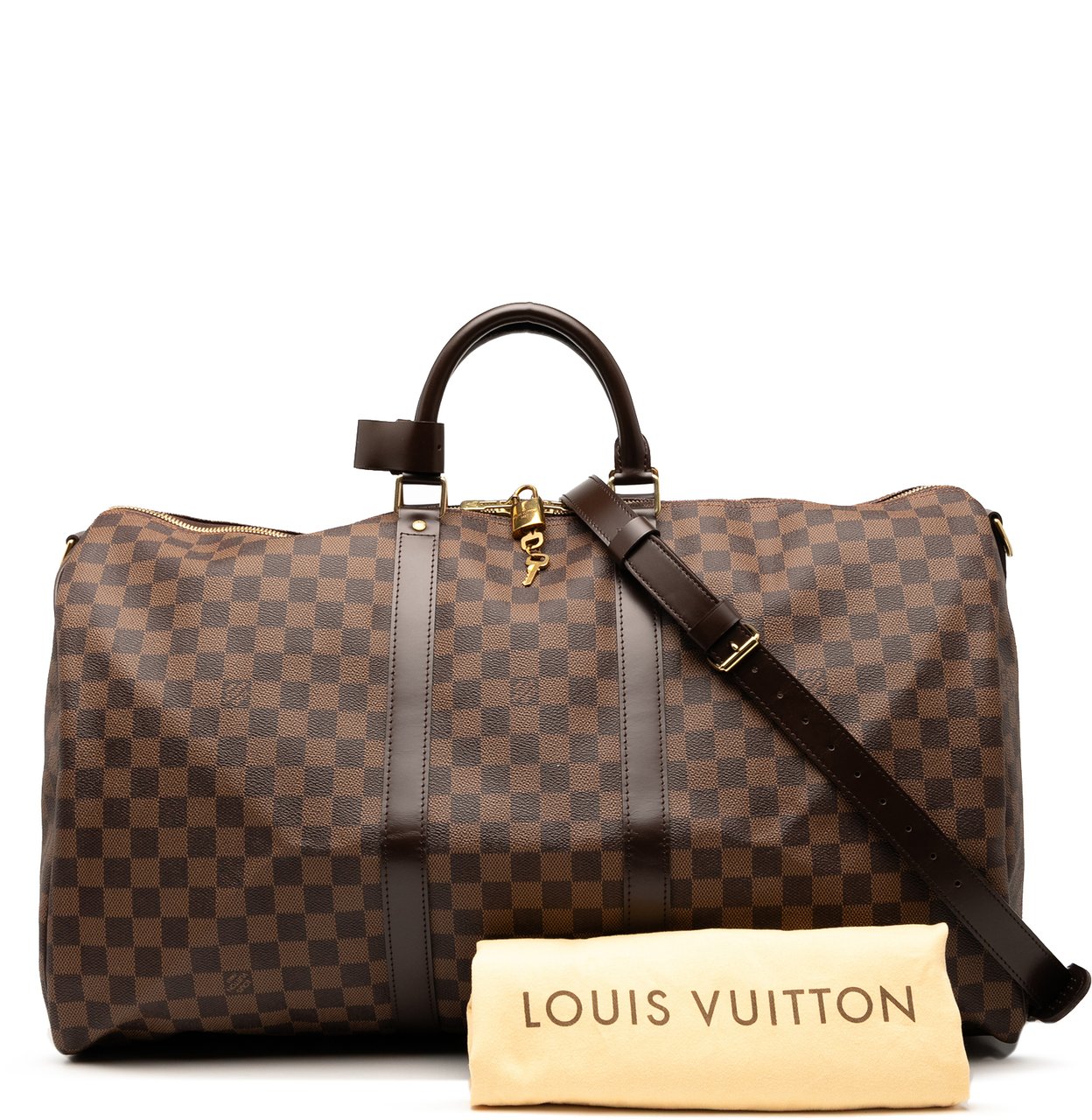Louis Vuitton Damier Ebene Keepall Bandouliere 55 Bruin