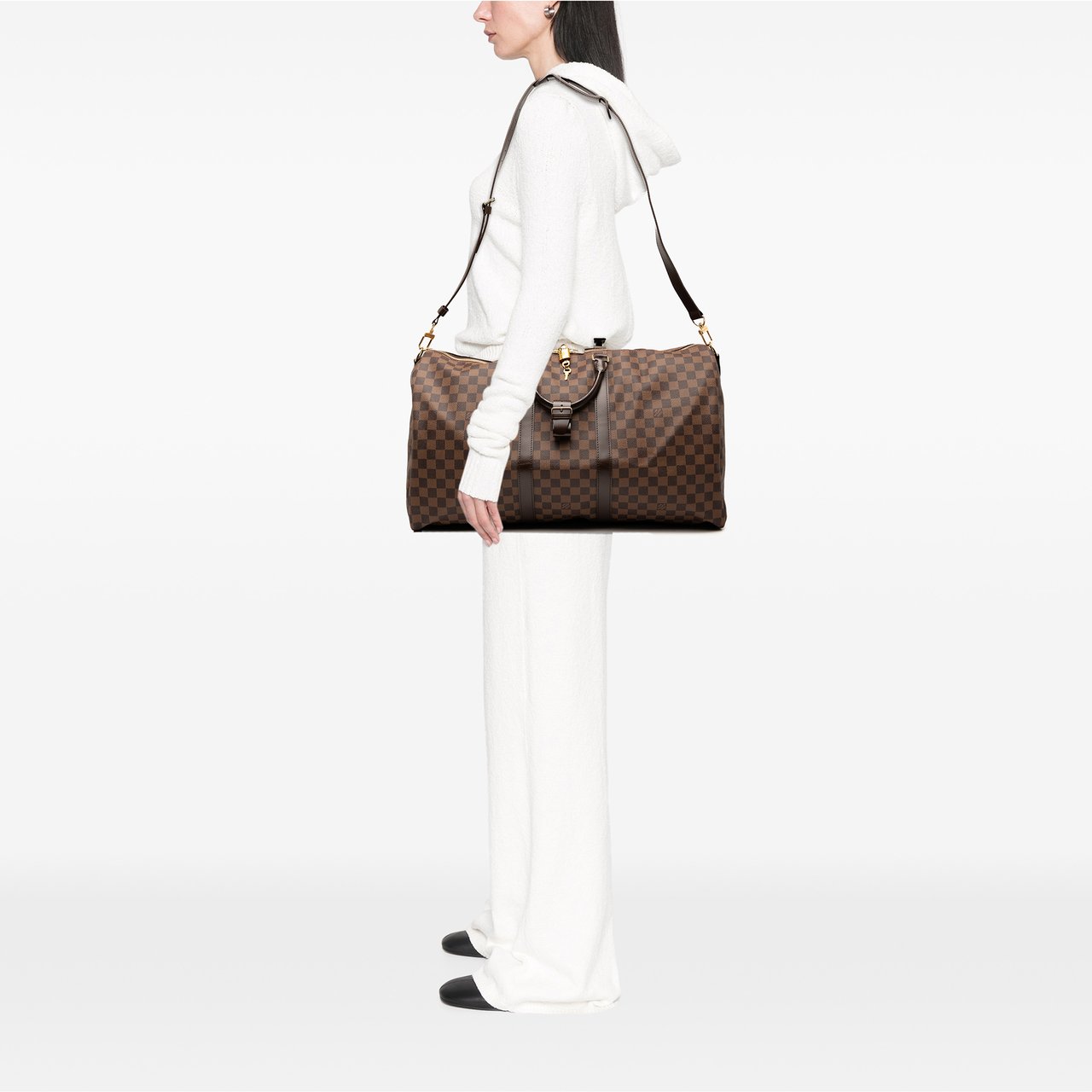 Louis Vuitton Damier Ebene Keepall Bandouliere 55 Bruin