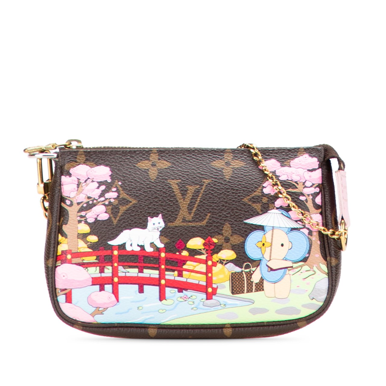 Louis Vuitton Monogram Vivienne Christmas Animation Japanese Garden Mini Pochette Accessoires Bruin