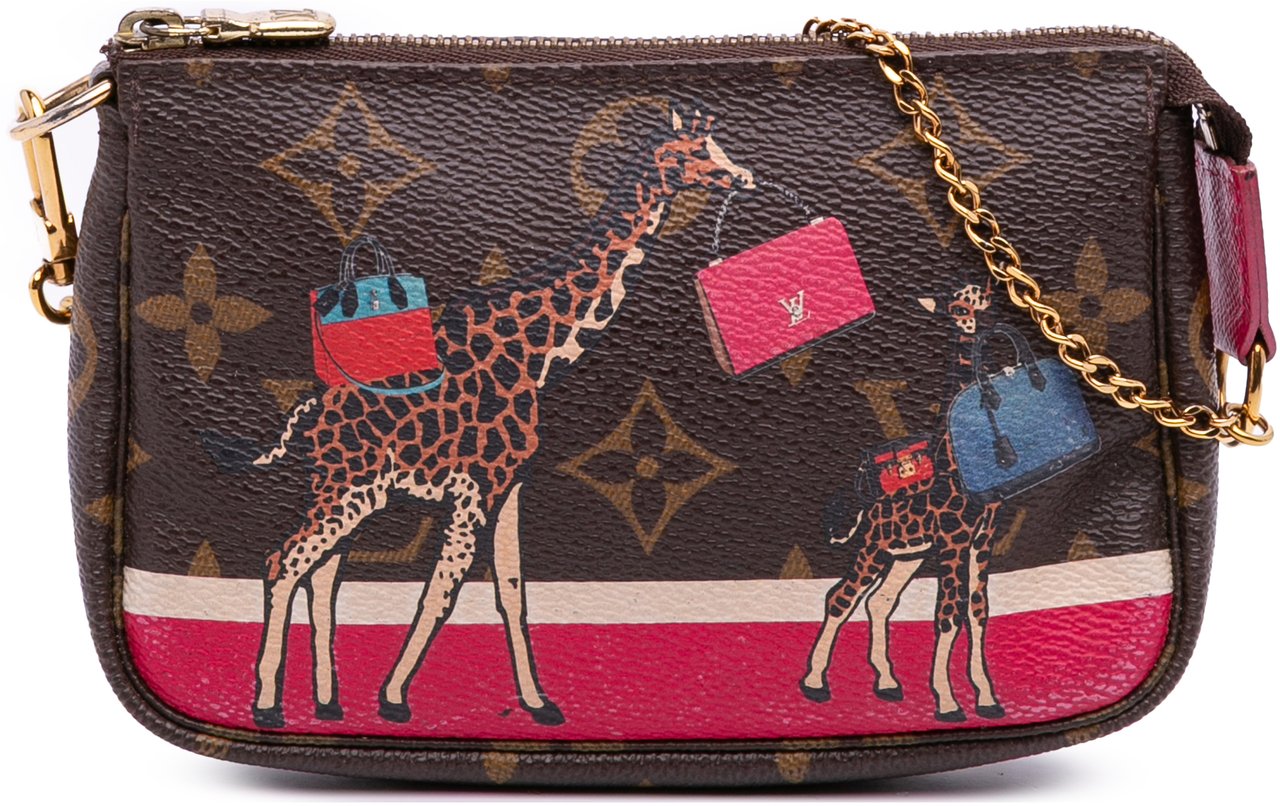 Louis Vuitton Monogram Giraffe Christmas Mini Pochette Accessoires Bruin