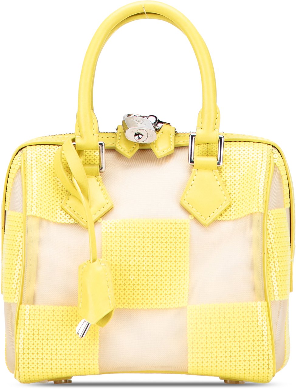 Louis Vuitton Damier Optic Mesh Sequins Cube Speedy Geel