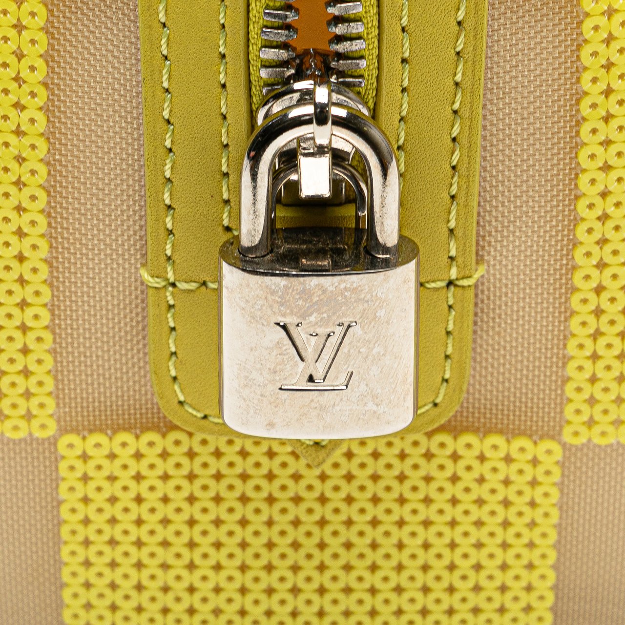 Louis Vuitton Damier Optic Mesh Sequins Cube Speedy Geel