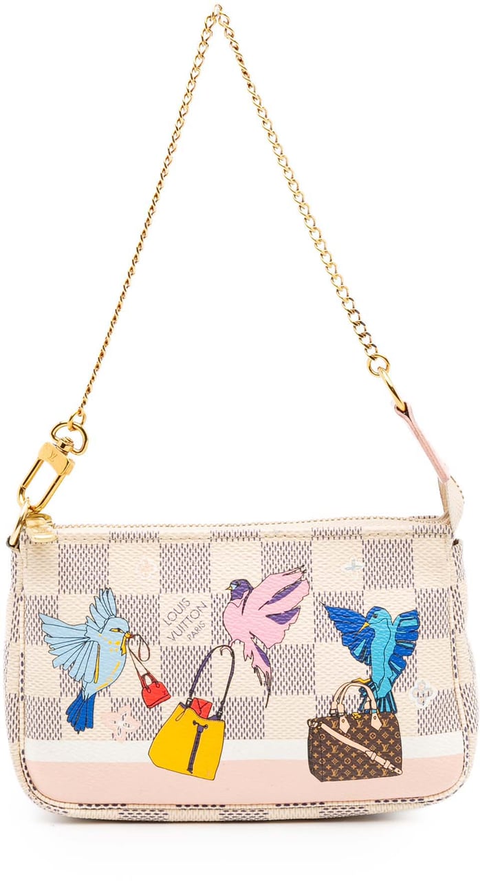 Louis Vuitton Damier Azur Christmas Birds Mini Pochette Accessoires Wit
