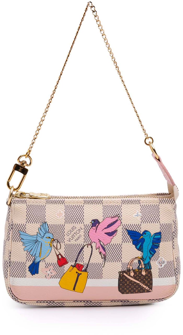 Louis Vuitton Damier Azur Christmas Birds Mini Pochette Accessoires Wit