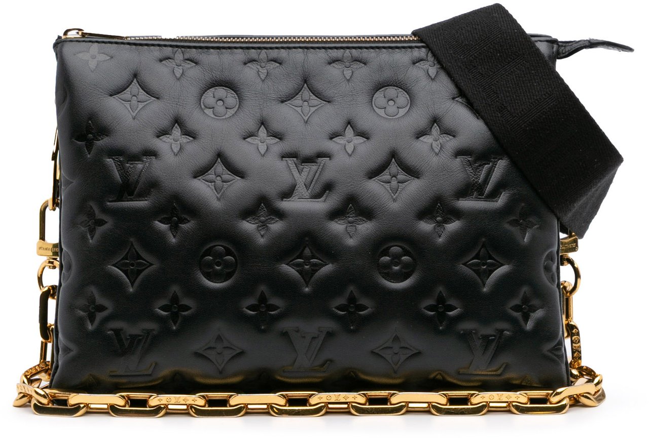 Louis Vuitton Monogram Embossed Puffy Lambskin Coussin PM Zwart