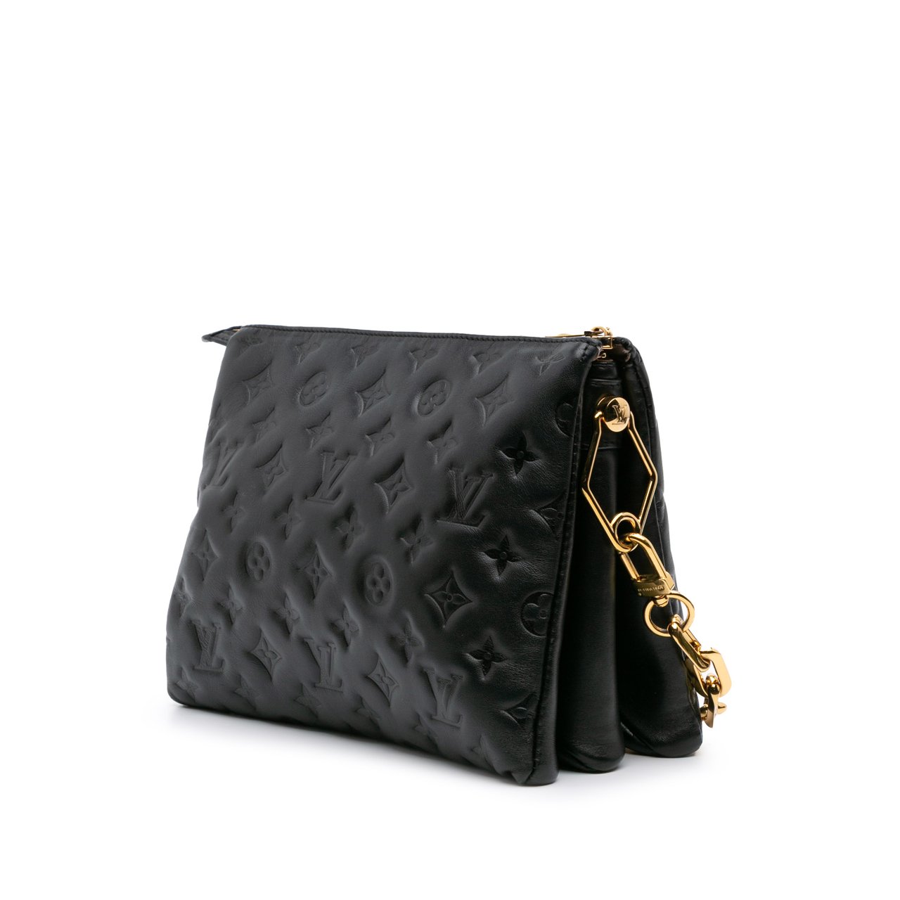 Louis Vuitton Monogram Embossed Puffy Lambskin Coussin PM Zwart