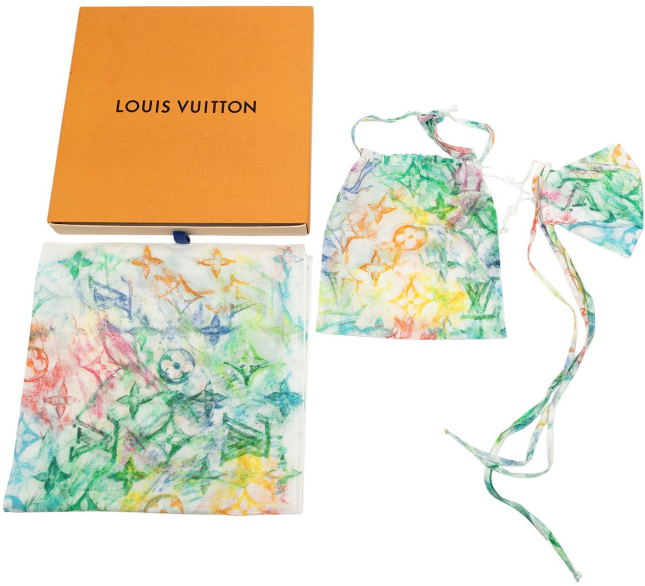 Louis Vuitton Virgil Abloh Monogram Watercolor Bandana and Mask Set Wit